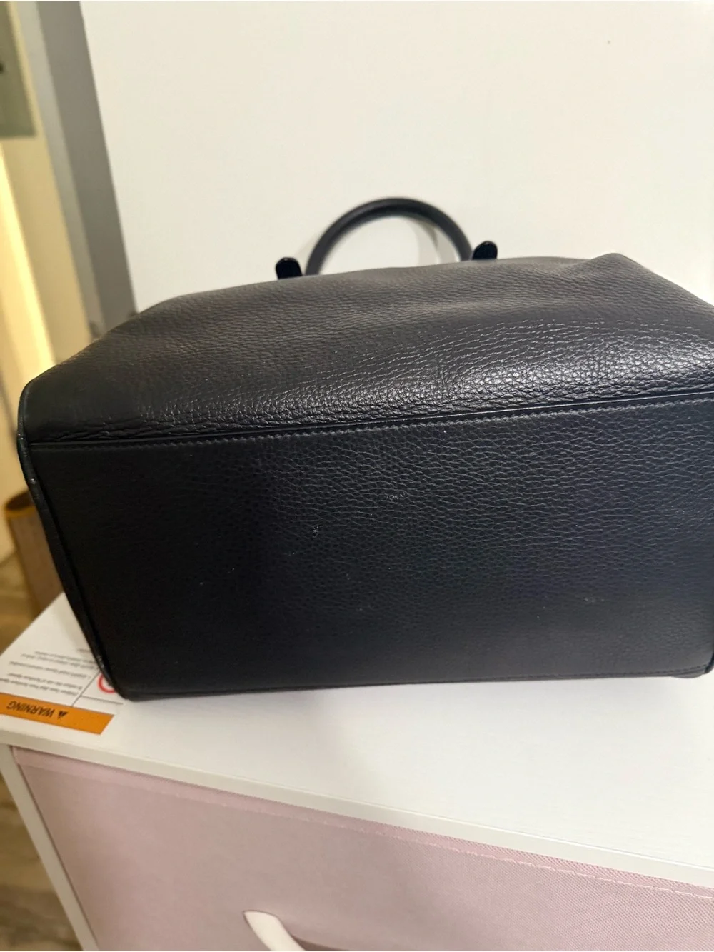 Versace Black Leather Duffel with Gold Medusa Accent